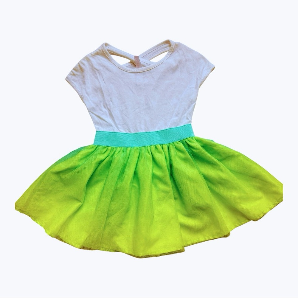 Cherokee Fit and Flare Dress White and Green Pleated
